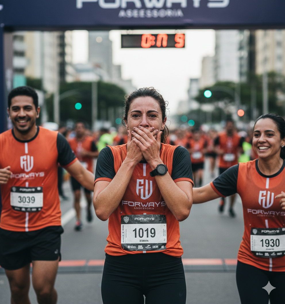 Atleta vencendo corrida de rua